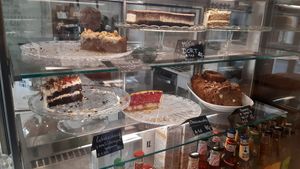 Selection of cakes at Dosa Dosa in Prague