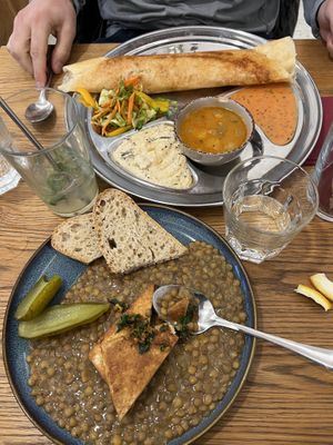 Lentil and tofu special and Aloo Masala dosa  at Dosa Dosa in Prague