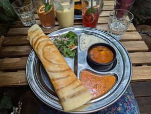 Dosa with potato filling at Dosa Dosa in Prague