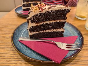 Chocolate and peanut cake at Dosa Dosa in Prague