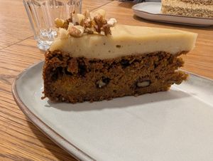 Carrot cake. It was okay, it was all a bit too soft and wet and felt like it could do with longer in the oven. at Dosa Dosa in Prague