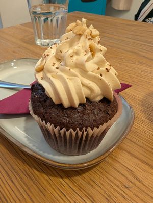 Chocolate and peanut cupcake at Dosa Dosa in Prague