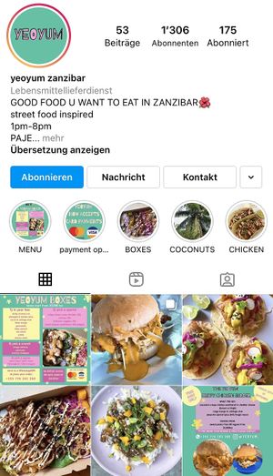 Instagram Yeoyum_ at Yeoyum in Zanzibar