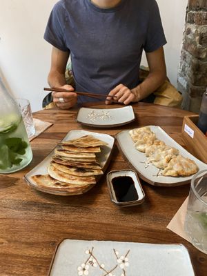Starters: Gyoza and fried pancakes at Oodles of Noodles in Maastricht