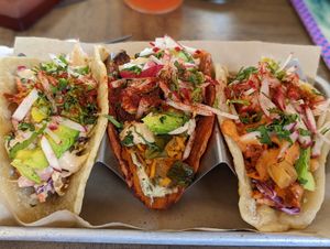 Three taco taster at Eris Food Co in Oceanside