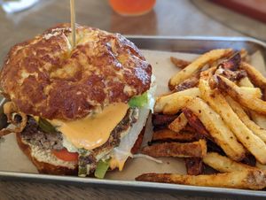 Bam-bam burger and fries at Eris Food Co in Oceanside