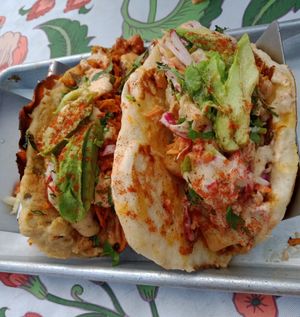 2 of the three tacos (one was eaten before the photo) at Eris Food Co in Oceanside