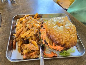 Bam bam burger and animal fries at Eris Food Co in Oceanside