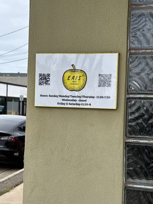 Updated Hours  at Eris Food Co in Oceanside