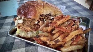 CHIKUN BAKON RANCH SANDO with perfectly seasoned french fries 🍟 🤤  at Eris Food Co in Oceanside
