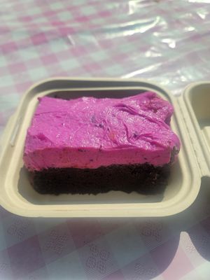 Chocolate cake with dragon fruit something on top, it was kind of like marshamello. SOOO GOOOD! at Eris Food Co in Oceanside
