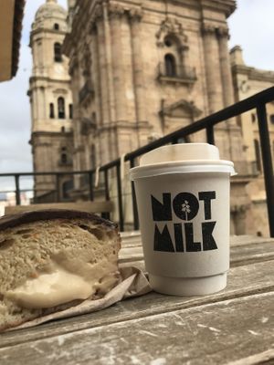 Boston Cream + flat white at Bun and Coffee in Malaga