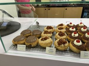 Variety of doughnuts they serve   at Bun and Coffee in Malaga
