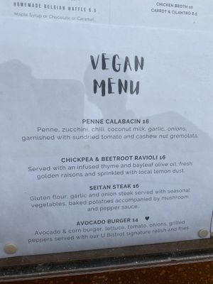Vegan options   at U Bistrot in St Julians