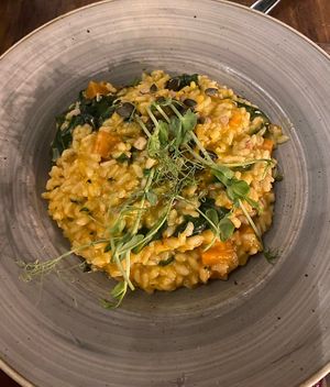 Pumpkin spinach risotto  at U Bistrot in St Julians