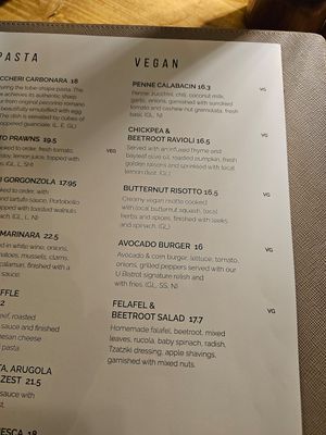Vegan section at U Bistrot in St Julians