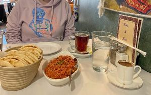 Tabouleh and pita, very yummy at Bosphorus Istanbul Cafe in Indianapolis