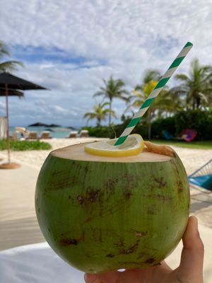 Fresh coconut at Punta Bonita in Playa Del Carmen