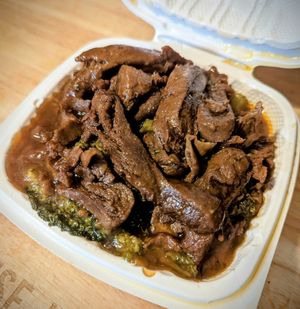 Very delicious vegan beef and broccoli at NuVegan in Baltimore