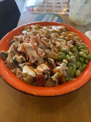 Poke bowl with rice base  at Green Planet the Foodcourt in Gran Canaria