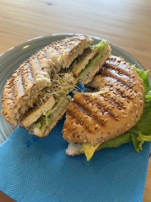 Vegan Fried tofu bagel  at Green Planet the Foodcourt in Gran Canaria