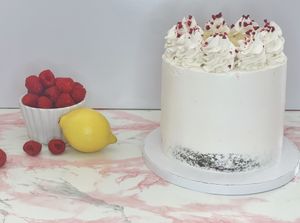 Lemon Raspberry Cake at The Alchemists Bakehouse in Akron