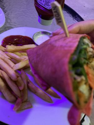 Buffalo Cauliflower wrap   at Vegan Tierra in Cooper City