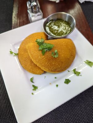 Empanadas (one chorizo one impossible beef) at Vegan Tierra in Cooper City