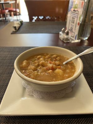 The cup of garbanzo soup   at Vegan Tierra in Cooper City