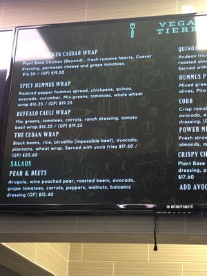 Menu   at Vegan Tierra in Cooper City