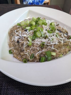 Mushroom and truffle risotto at Vegan Tierra in Cooper City