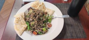 Quinoa salad + pita at Vegan Tierra in Cooper City