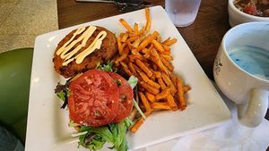 Potato burger at Good Life Cafe in Columbia