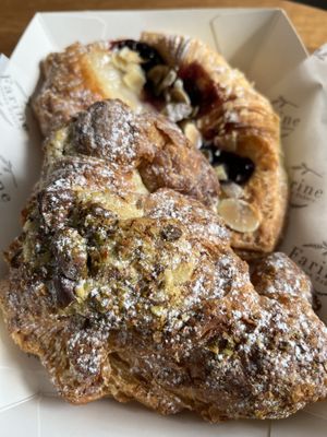Pistachio and almond croissant and blueberry cream danish  at Farine Bakery - Spring Hill in Spring Hill