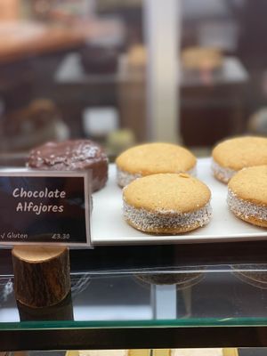 vegan Alfajores. Filled with dulce de leche and rolled in desiccated coconut. at Nama Café and Cake House in South East London