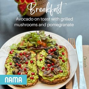 Avocado on toast  at Nama Café and Cake House in South East London