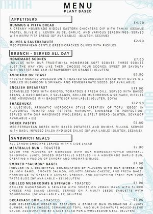 2023 Winter Menu at Nama Café and Cake House in South East London