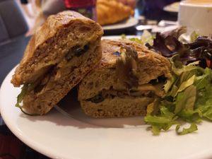 Mushroom and vegan cheese baguette at Nama Café and Cake House in South East London