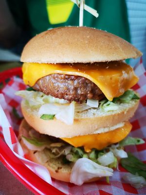Double Vegan-n-Out Burger (Beyond patties) at Lord of the Fries in Northbridge
