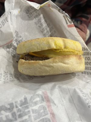 Egg and patty muffin  at Lord of the Fries in Northbridge