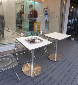 outside seating even in winter at Micro Yogurt Lab in Seoul
