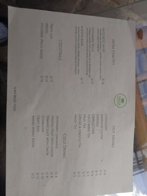 Menu at Parada Vegana in Cusco