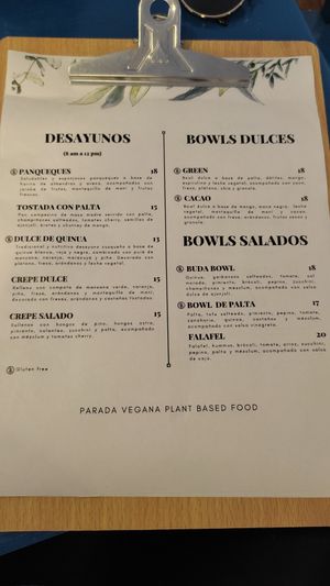 Menu - Carta 03/2023 at Parada Vegana in Cusco