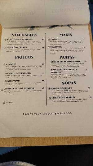 Menu - Carta 03/2023 at Parada Vegana in Cusco