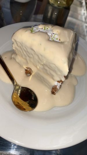 Carrot cake (loved the lemony cream on top)  at Parada Vegana in Cusco