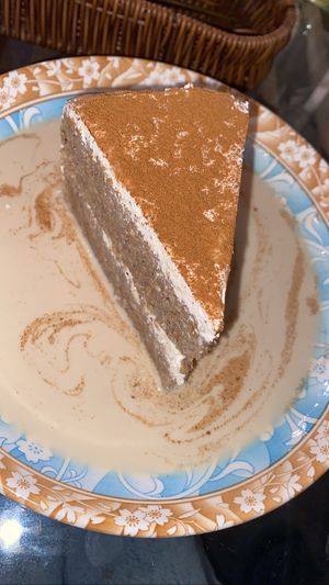 Tres leches cake   at Parada Vegana in Cusco