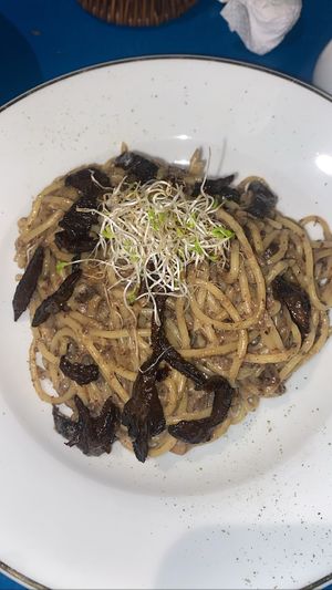 Mushroom pasta (I really liked it, depends on preference )  at Parada Vegana in Cusco