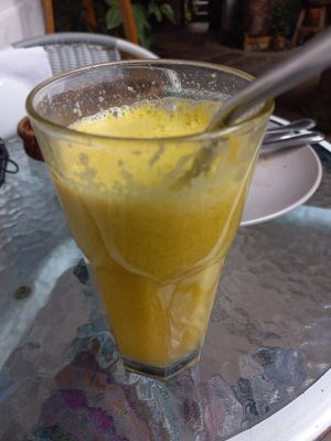 Awesome maracuja ginger juice at Parada Vegana in Cusco