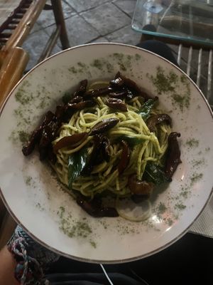 Pesto pasta  at Parada Vegana in Cusco