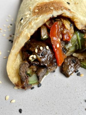 Salted crepe   at Parada Vegana in Cusco